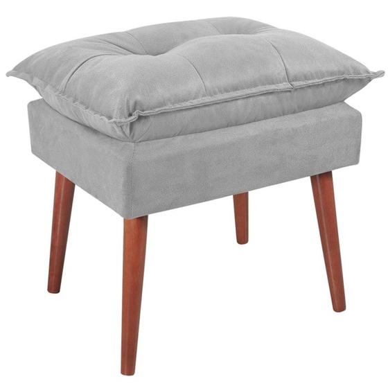 Imagem de Puff Puf Opall Pes Palito 55x40cm Suede Cinza Claro MPassos