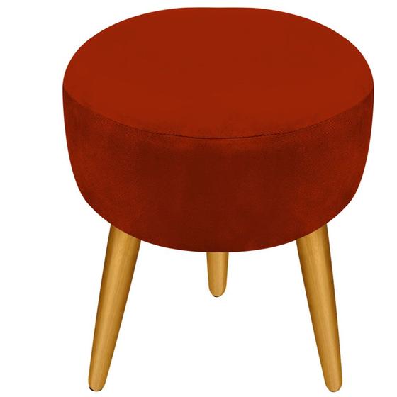 Imagem de Puff Pufinho Puf Redondo Pés Palito Suede Vermelho Recepção Sala Quarto - Bela Móveis