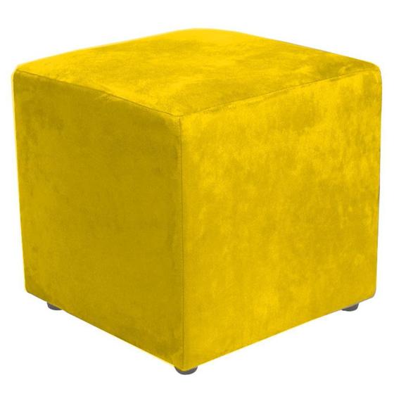 Imagem de Puff Quadrado Decorativo Suede Amarelo - Lyam Decor