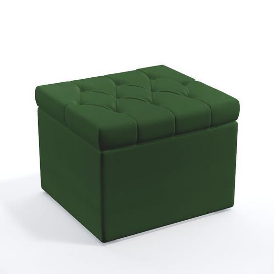 Imagem de Puff Quasar Com Capitonê com Baú Interno Sued Verde Aradecor