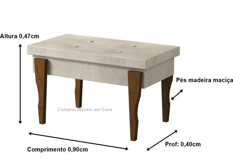 Imagem de Puff, Recamier Captone Espanha Pés Madeira 0,97 Cor Bege