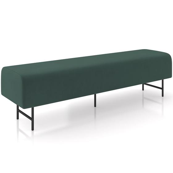 Imagem de Puff Recamier Decorativo com Pés Industrial 140cm Novara P05 Veludo Verde Musgo - Lyam Decor