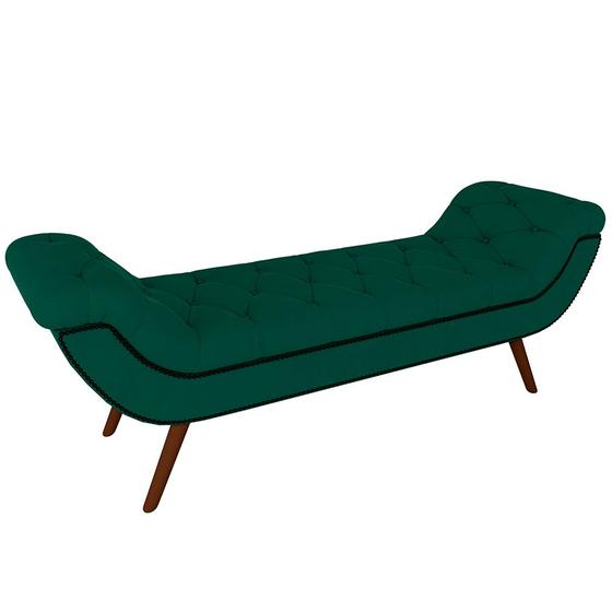 Imagem de Puff Recamier Decorativo com Tachas 140 cm Santorini P05 Veludo Verde - Lyam Decor