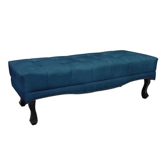 Imagem de Puff Recamier Retrô Luis Xv Captonê Quarto Vicenza 140cm Veludo Azul Marinho S04 - D'Rossi