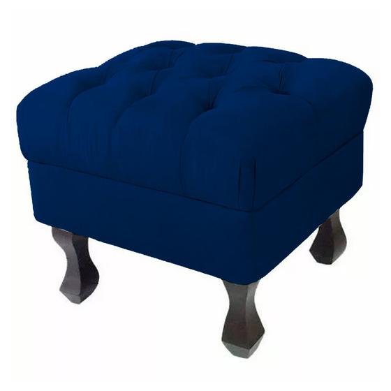 Imagem de Puff Recamier Retrô Luis Xv Suede Azul Marinho - 50 cm