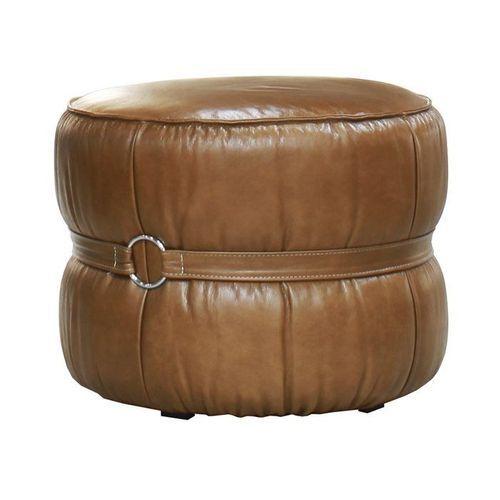 Imagem de Puff Redondo de luxo para sala 0401   Leather Capuccino 17-001 Toro Bianco Baby Home