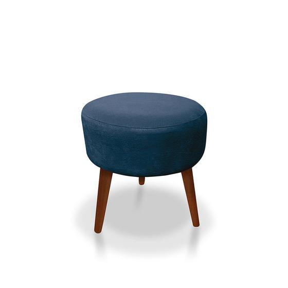 Imagem de Puff Redondo  Decorativo Panqueta De Apoiar Os Pés Suede Azul Marinho