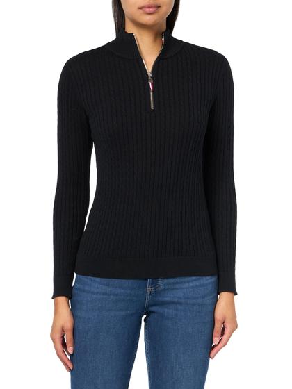 Imagem de Pulôver Tommy Hilfiger Feminino com 1/4 de Zíper e Gola Simulada - Preto