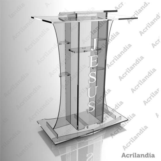 Imagem de Púlpito de Acrílico 8mm para Igrejas c/ Gravação JESUS