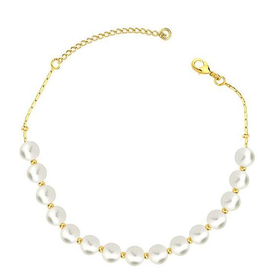 Imagem de Pulseira 15 mini pérolas shell banhado a ouro 18k