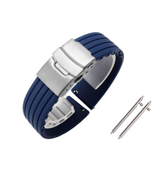 Pulseira 24mm Borracha Fecho Deployant Pinos Engate Rápido Menor preço em Pulseira 24mm Borracha Fecho Deployant Pinos Engate Rápido