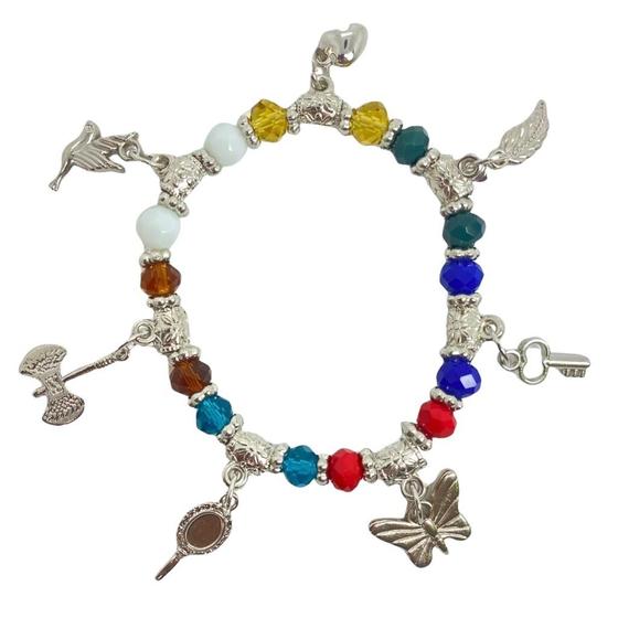 Imagem de Pulseira 7 Linhas Com Pingentes Cristal E Silicone