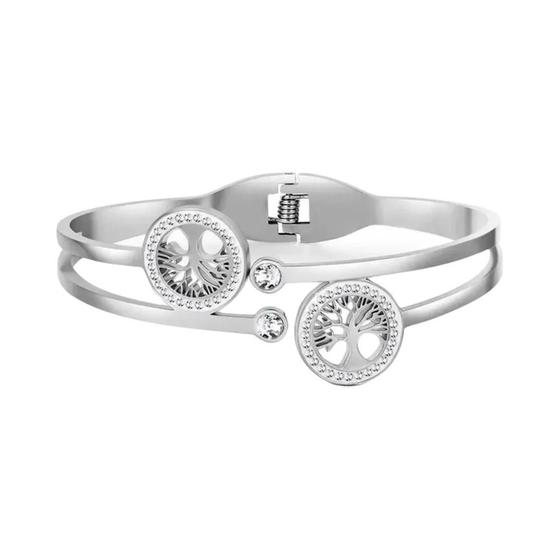 Imagem de Pulseira Aberta De Aço Inoxidável Dourada Com Árvore Da Vida Para Mulheres E Homens, Bracelete De