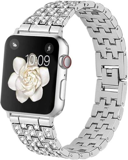 Imagem de Pulseira Aço Elos W Brilhos Compatível com Apple Watch