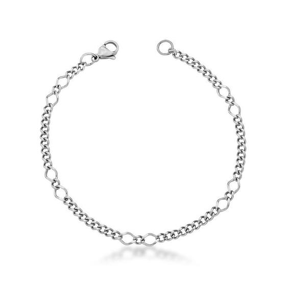 Imagem de Pulseira  aço groumet com elos intercalados 21cm 