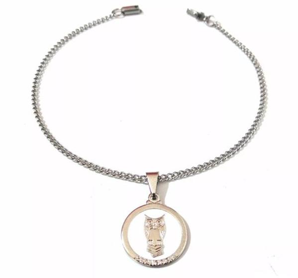 Imagem de Pulseira Aço Inox Pedagogia Professora Coruja Resinada