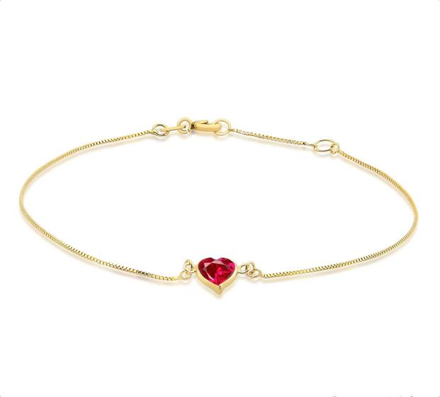 Imagem de Pulseira Adulto Ouro 18k 0,750 Coração De Zircônia 5mm 21cm