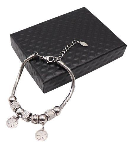 Imagem de Pulseira Ajustável Prata Com 08 Berloques Aço Inoxidável