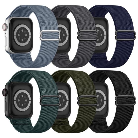 Imagem de Pulseira Apple Watch Butifacion Stretchy Solo Loop, pacote com 6, 45 a 49 mm