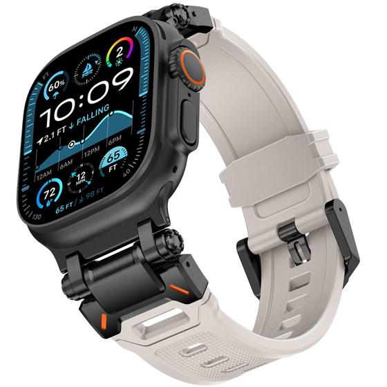 Imagem de Pulseira Apple Watch KADES Ultra 49mm - Preta/Starlight (Compatível com Ultra 2)