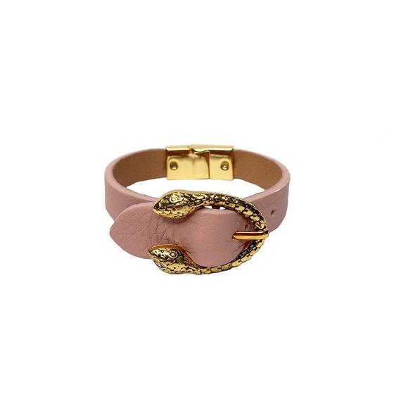 Imagem de Pulseira Armém Rr Bijoux Couro Fivela Cobra Rose