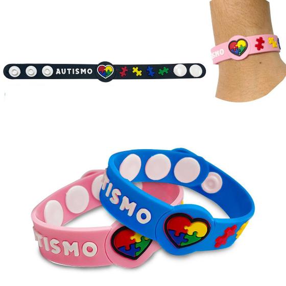 Imagem de Pulseira autismo emborrachada com regulagem identificação pais de autista