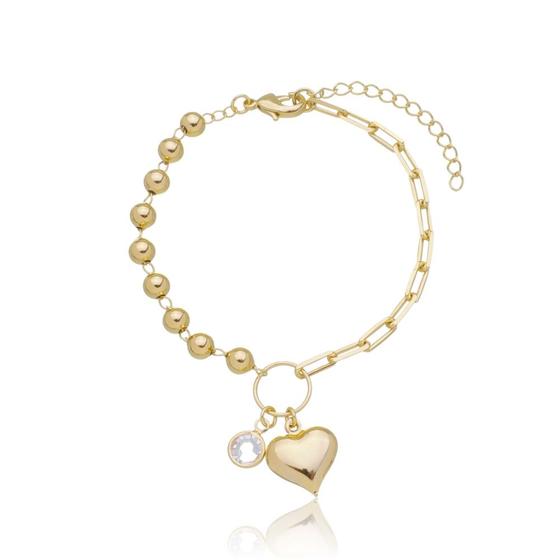 Imagem de Pulseira Banhada A Ouro 18k Coração com Bolinhas.