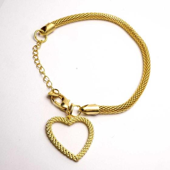 Imagem de Pulseira banhada a ouro 18k + ping. de coração diamantado