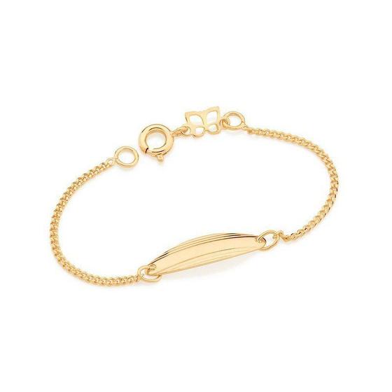 Imagem de Pulseira banhado ouro 3x 24k 18k e 22k masculina infantil para bebe rommanel ou unissex fio grumet chapa diamantada ouro 18k 550305