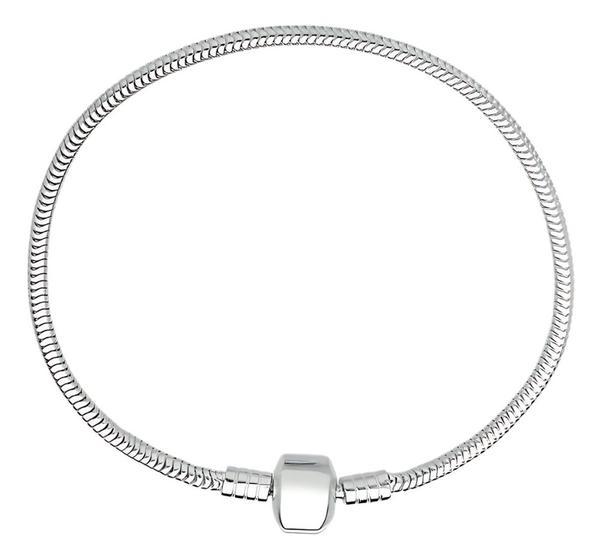 Imagem de Pulseira Berloque 18 Cm Maleável Fecho Tambor Prata 925