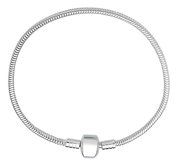 Imagem de Pulseira Berloque 18 Cm Maleável Fecho Tambor Prata 925