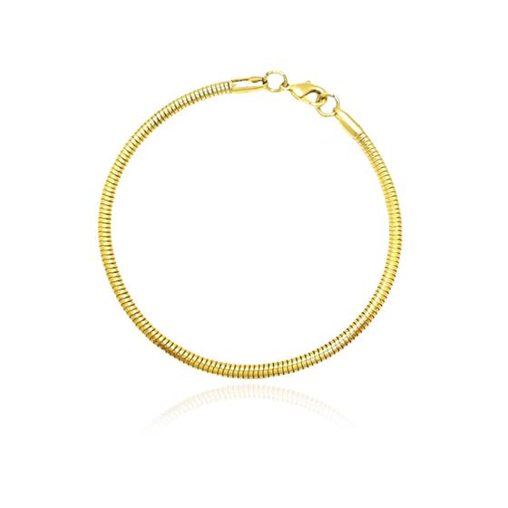 Imagem de Pulseira berloque com fecho lagosta de aço folheada a ouro.