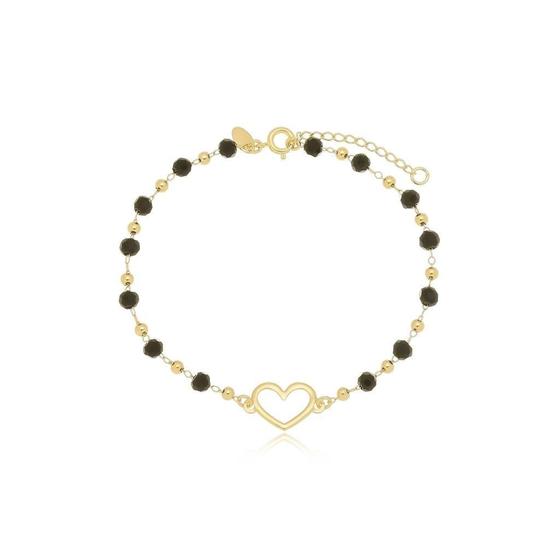 Imagem de Pulseira Bolinha Com Coração Banhada A Ouro 18K