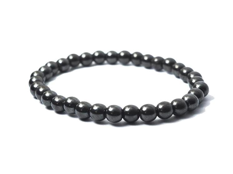 Imagem de Pulseira Bolinha Pedra Hematita 6Mm Flexível