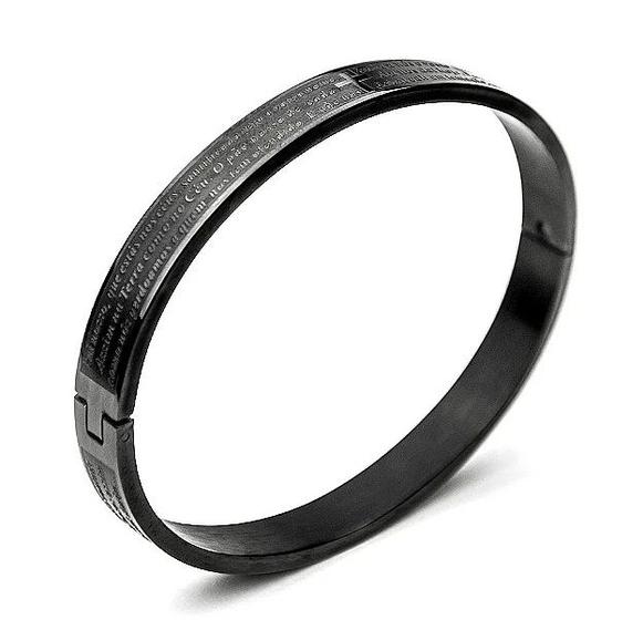 Imagem de Pulseira Bracelete de Pai Nosso Masculina Aço Cirúrgico 316L 8mm