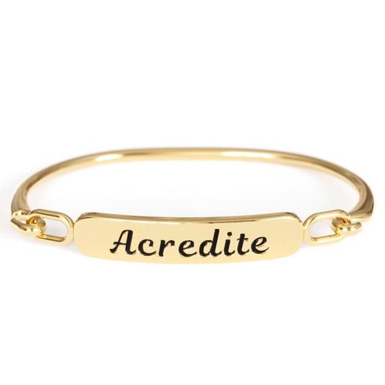 Imagem de Pulseira Bracelete Dourada Acredite Unissex