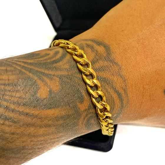 Imagem de Pulseira Bracelete Masculina Grumet 8mm Banhada Ouro 18k