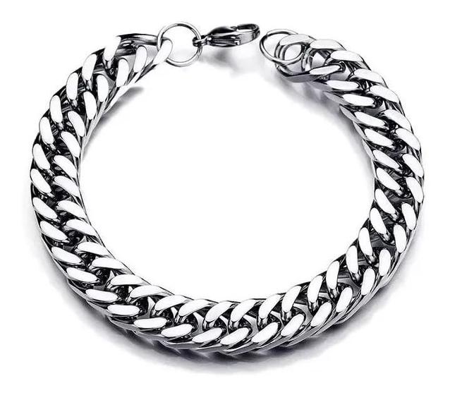 Imagem de Pulseira Bracelete Masculino Elo Grumet 8mm Grosso Aço Inox Cor Prata