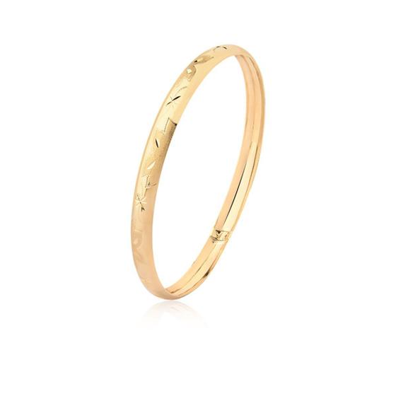 Imagem de Pulseira Bracelete Oca Larga Trabalhada Flor Ouro 18k