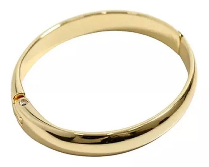 Imagem de Pulseira Bracelete Romano Feminina   Banhado Ouro Redondo Semijoia