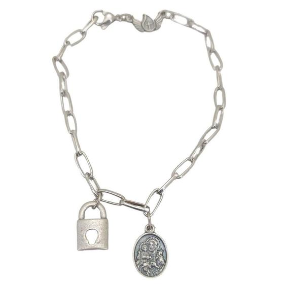 Imagem de Pulseira Cadeia da Consagração Com Medalha de São José em Inox