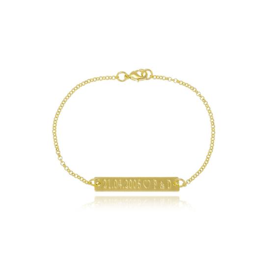 Imagem de Pulseira Chapada Personalizada Com Data Iniciais Folheada