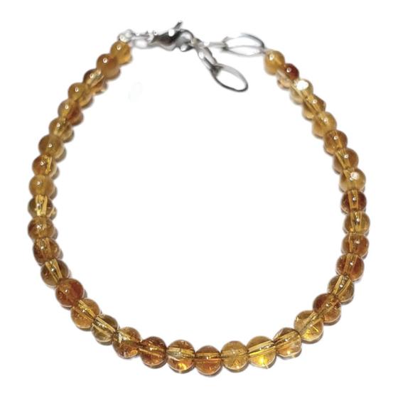 Imagem de Pulseira Citrino Bola 4mm Delicada Fecho Aço e extensor