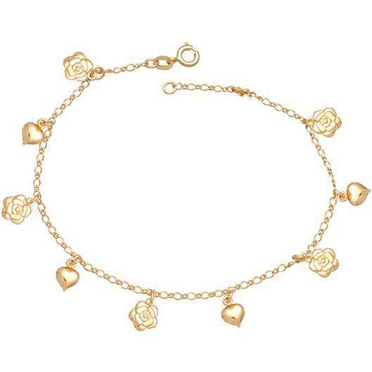 Imagem de Pulseira com 4 coraäes 5 flores camlia