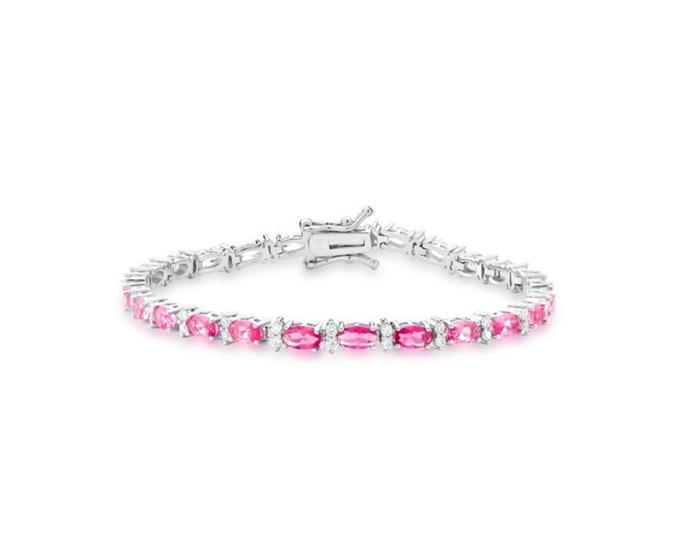 Imagem de Pulseira com cristais ovais degradê rosa