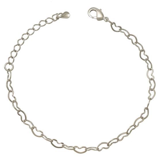 Imagem de Pulseira Com Elos em Formato de Coração Folheado em Ródio Branco Softjoias