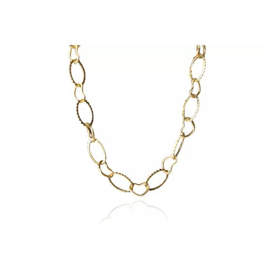 Imagem de Pulseira Com Elos Ovais Intercalados Com Elos de Corações Folheado em Ouro 18k