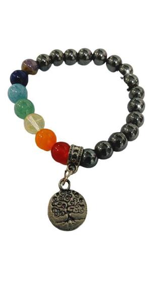 Imagem de Pulseira Com Esferas De 8 Mm Pedra Hematita Com Chacras -Zp7