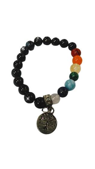 Imagem de Pulseira Com Esferas De 8 Mm Pedra Onix Com Chakras-Zp7