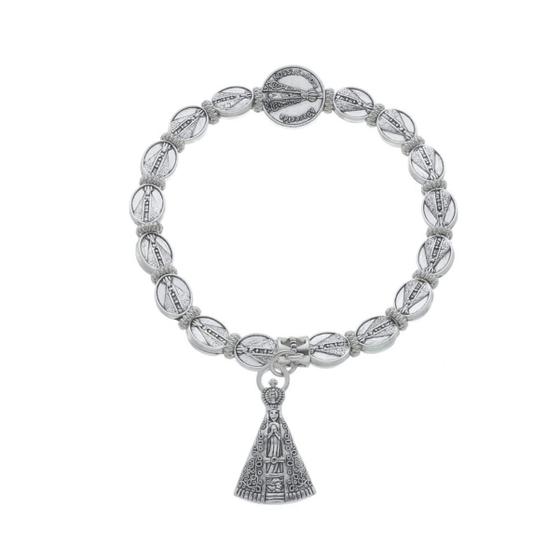 Imagem de Pulseira com Medalhas e Pingente de Nossa Senhora Aparecida em Metal
